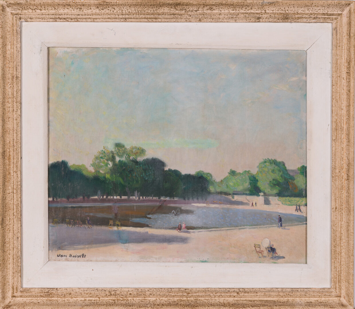 Willem Van Hasselt — The Pond in the Luxembourg Gardens, Paris, c. 1930's — view 2
