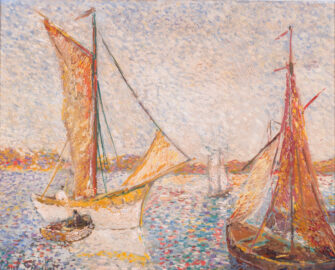 #7 Paul Flaubert - Sailing Boats in the Harbour, Pointillist Marine, c. 1970's