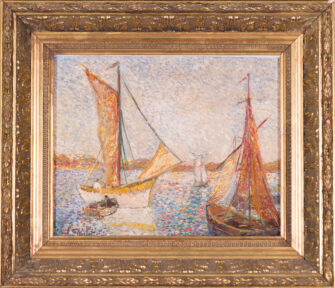 Thumbnail 2 of Paul Flaubert — Sailing Boats in the Harbour, Pointillist Marine, c. 1970's
