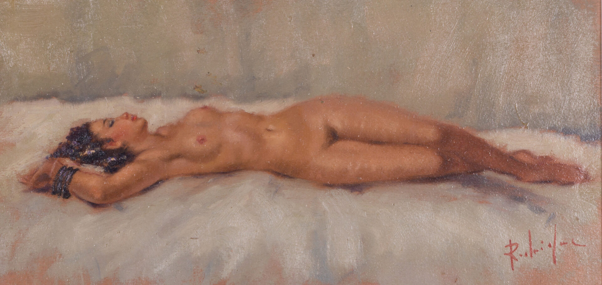 Salvatore Rodriguez — Nu sur le lit blanc (Nude on the White Bed), c. 1990's
