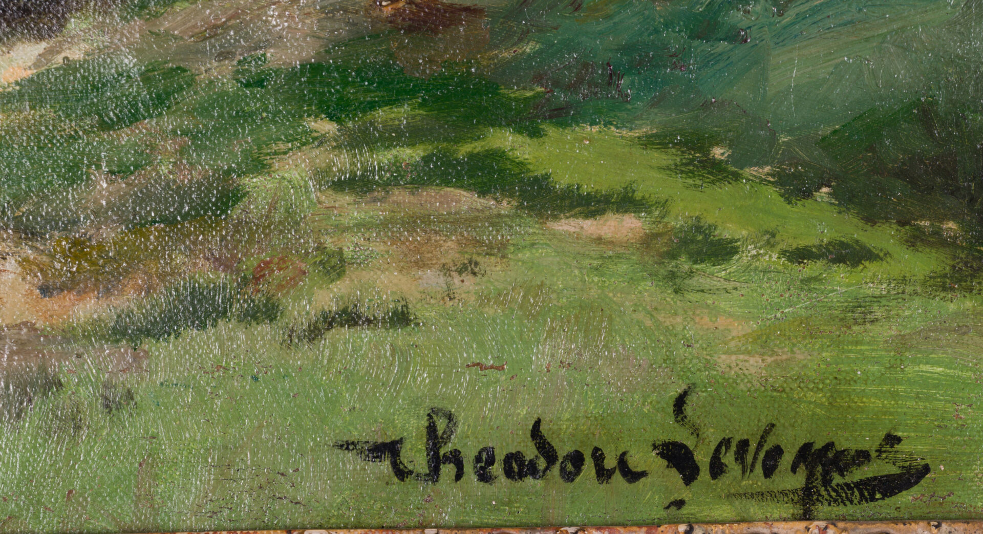 Théodore Lévigne — River Landscape with a Stone Bridge and Mountains, c. 1890's — view 3