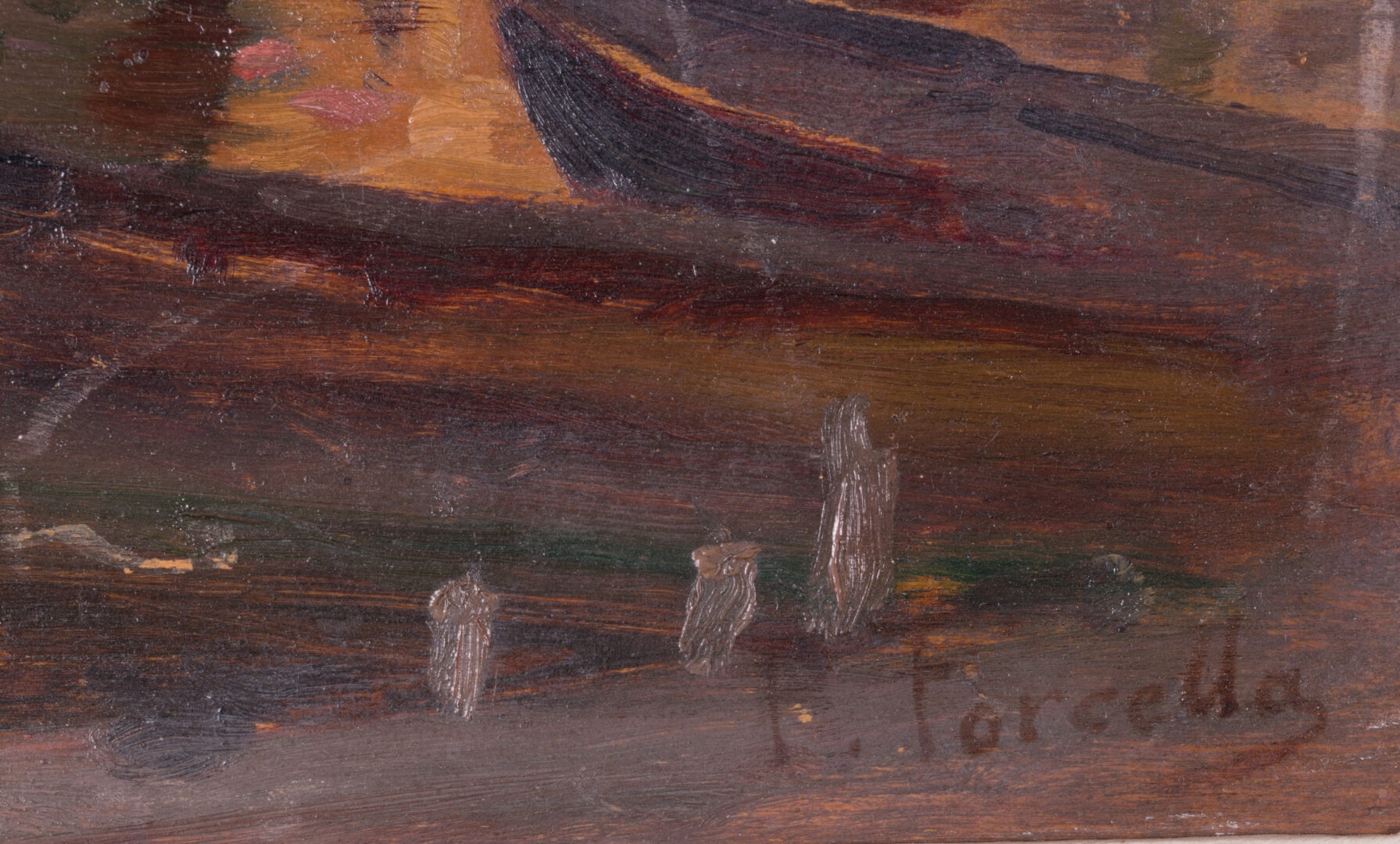 Paolo Forcella — Venetian Canal with Boats and a Church Façade, c. 1920's — view 3