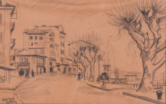 #25 Edouard Collin - Avenue with Plane Trees in a Provençal Town, c. 1940's