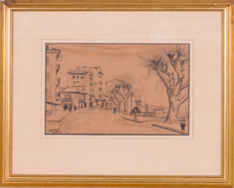 Thumbnail 2 of Edouard Collin — Avenue with Plane Trees in a Provençal Town, c. 1940's